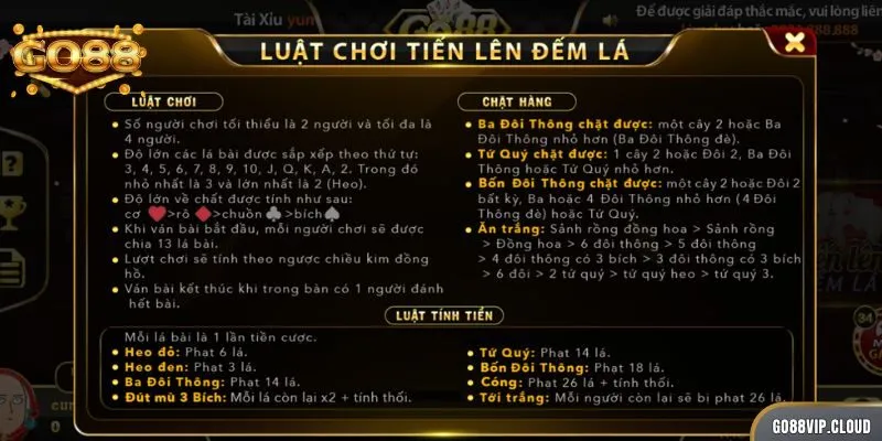 Người chơi được chia 13 quân bài trong mỗi ván