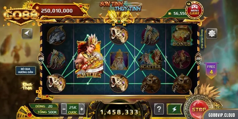 Nhận vòng quay Sơn Tinh Thủy Tinh miễn phí nếu trúng Scatter