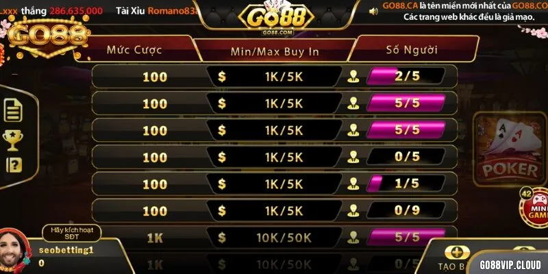 Poker GO88 có cơ chế công bằng, minh bạch.